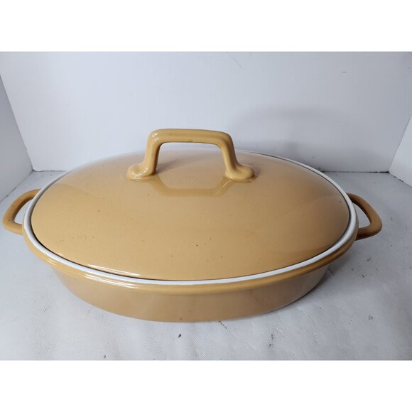 Country Living Oven To Table Bakeware Ovenware Mustard Ceramic Oval Serving Dish - Picture 6 of 9